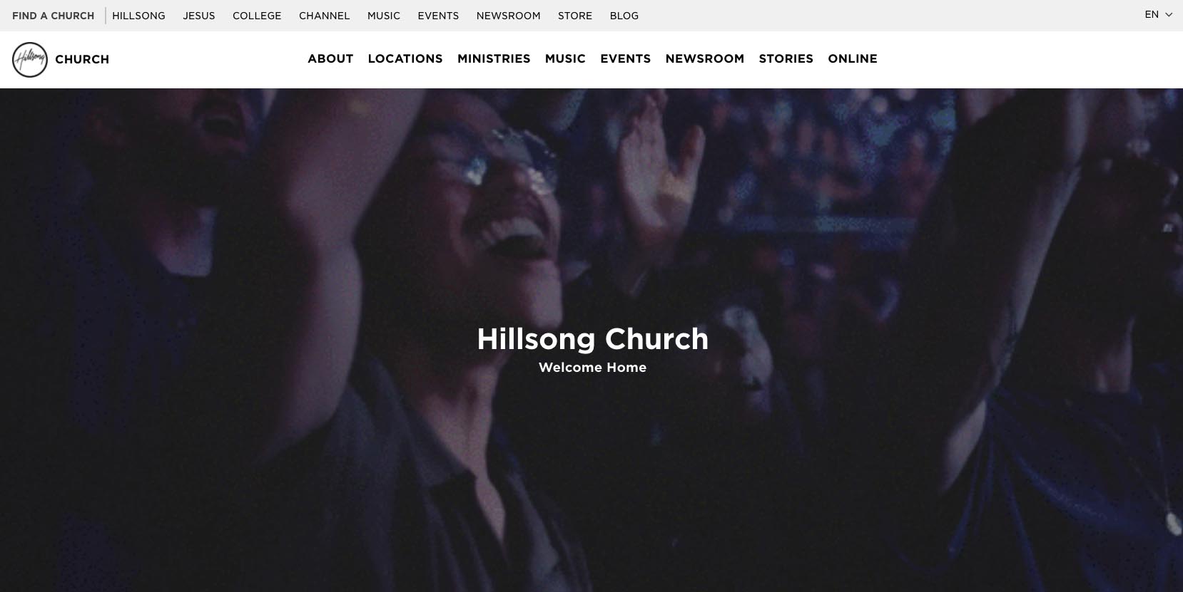 Hillsong church homepage